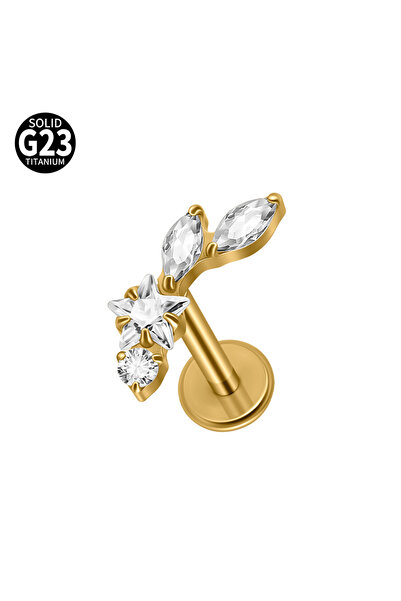 Choice1 قطعة واحدة 1.2x8mm 1PC Style J G23 تيتانيوم ستار زركون أقراط شفاه بخي...