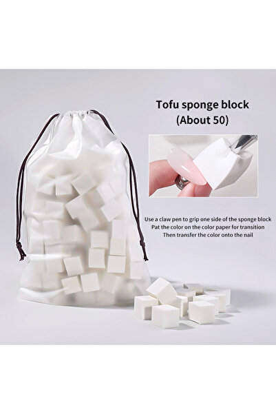choice2 50Pcs sponge 20/50Pcs Gradient Nail Sponges Set Stainless Steel Four ...