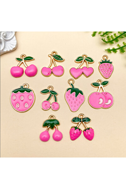 Choice10 SN1372 10pcs Alloy Drop Oil 3D Small Strawberry Fruit Charms Pendant...