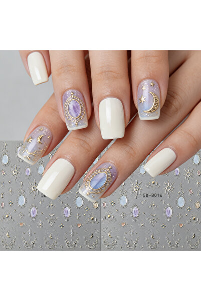 Choice Beige 2/3PCS Ramadan Star Moon Love Relief Nail Stickers, used for DIY...