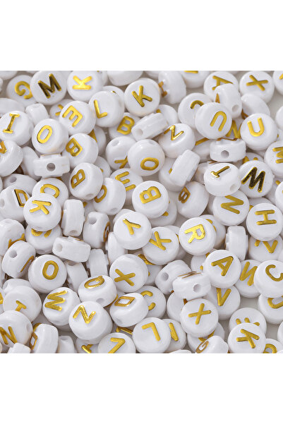 Choice White-golden 30pcs 6*10mm Mixed Acrylic Letter Beads Round Spacer Loos...