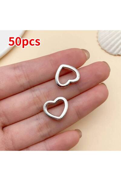choice2 23287-50pcs 30/50pcs Heart Stars Alloy Antique Silvery Charms Beads L...
