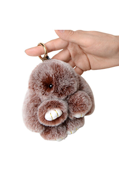 Choice8 Coffee Cream Color Fluffy Key Chain Imitation Rabbit Doll Cute Soft B...
