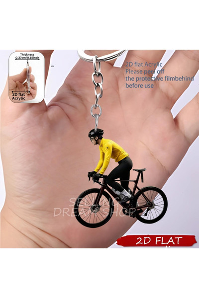 Choice4 4 Cyclist-Q0010 Cyclist 2D Flat Acrylic Pendant Bike Keychain Cycling...