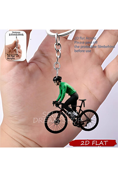 Choice6 2 Cyclist-Q0010 Cyclist 2D Flat Acrylic Pendant Bike Keychain Cycling...