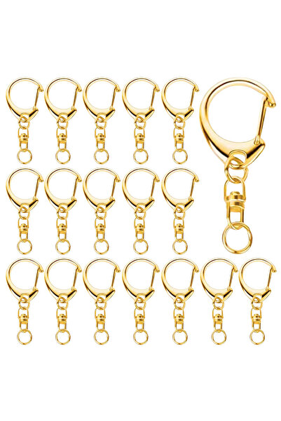 Choice 25sets Golden 15/25sets rotatable alloy lobster clasp keychains with m...