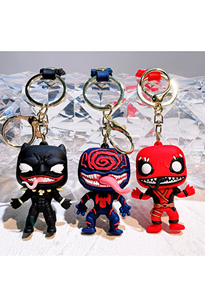 Choice1 3pcs Anime Venom Keychain Cartoon Cute Doll Figure Keyring Schoolbag ...