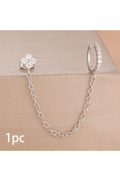 Choice1 silver-white-1PC 1PC Fashion Simple Gold Color Chain Tassel Dangle Ea...
