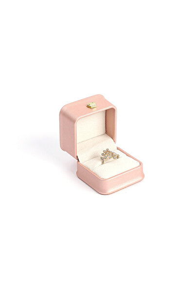 Choice Pink PU Leather Ring Box with Velvet Lining - Multi-Color Decorative J...