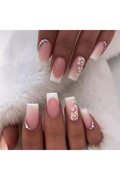 Choice 242 24 pieces of gentle nude long press-on nails (square shape), paire...