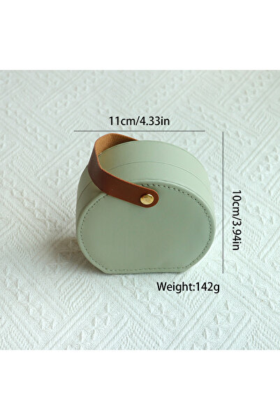 Choice1 green Portable Semi-Circular Jewelry Storage Box PU Leather Handbag C...