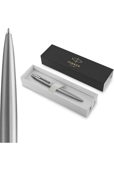 Parker Jotter XL Ballpoint Pen, Stainless Steel, Medium Nib, Blue Ink, Grey, ...
