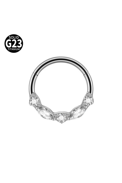 Choice قطعة واحدة 1.2x10mm من التيتانيوم G23 الفضي، مزينة بالزركون المحفور، ق...
