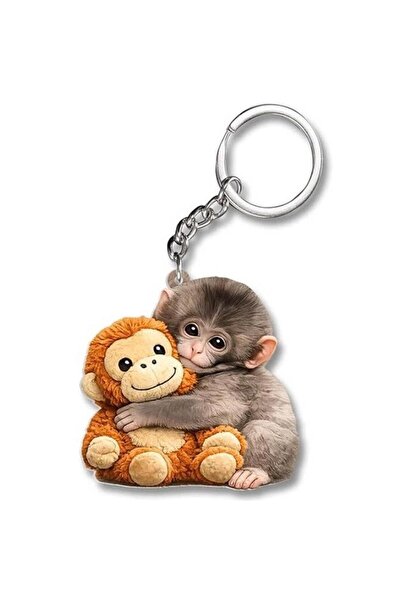 Choice1 1pcs Punch Monkey Acrylic Key Ring Durable Clear Print Animal Keychai...