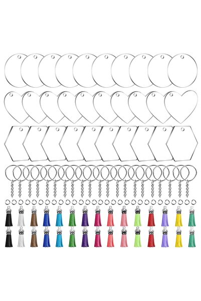 Choice 120pcs 120PCS Acrylic Blank Keychain Decoration Set With Colorful Leat...