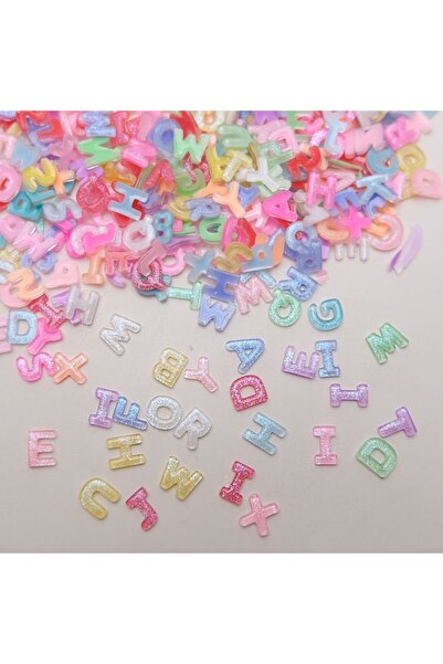 Choice 50pcs Cartoon 26-letter Nail Charms Ice-transparent fine-flash ABC Let...