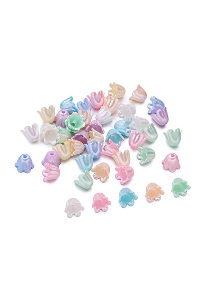 choice2 Random mixed 50pcs ABS Artificial Pearls Chime Flowers Beads Spacer L...