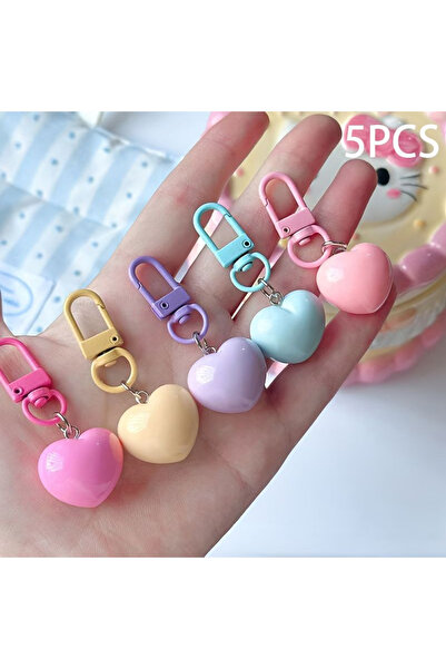 Choice 5PCS 5PCS Colorful Heart Shaped Keychain Set - Cute Carabiner Clip Bag...