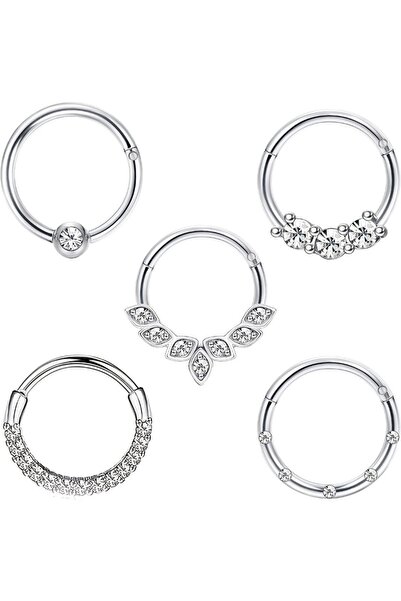 Choice 16G-1.2mm-8mm S1-5pcs-silvery 1/5pcs 16G مجوهرات أنف عصرية من الفولاذ ...