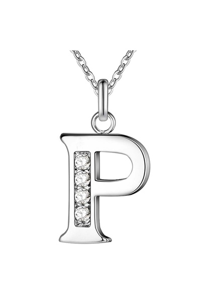 Choice21 P New 925 Sterling Silver Necklace 26 Letter Pendant For Women Fashi...