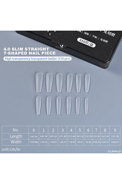 Choice1 G1JP44-03-xsh 510pcs Skinny straight nail art Transparent trapezoid S...