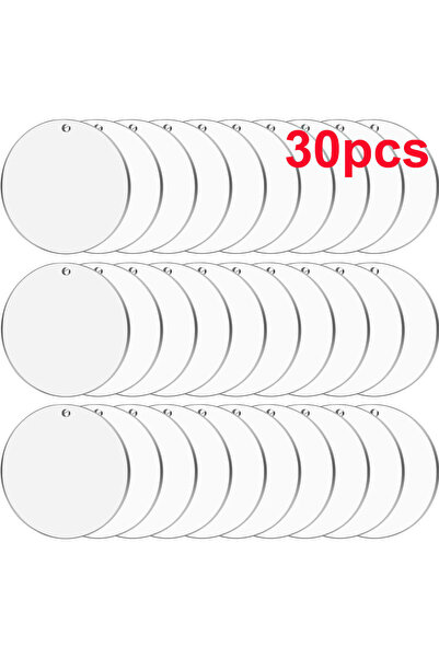 Choice1 30pcs 10/30/50pcs Transparent Acrylic Round Keychains,DIY Jewelry Acc...