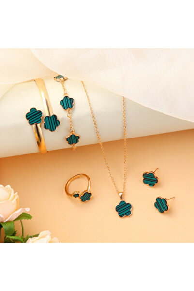 Choice Green 5-piece Set 2025 New Lucky Flower Five-leaf Clover Jewelry Set A...