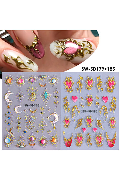 Choice3 SW-5D179 185 قطعتان من ملصقات الأظافر الفاخرة ثلاثية الأبعاد بتصميم ن...