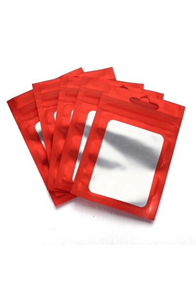 Choice11 7x10cm Red 50pcs Colorful Foil Zip Lock Bags With Transparent Window...