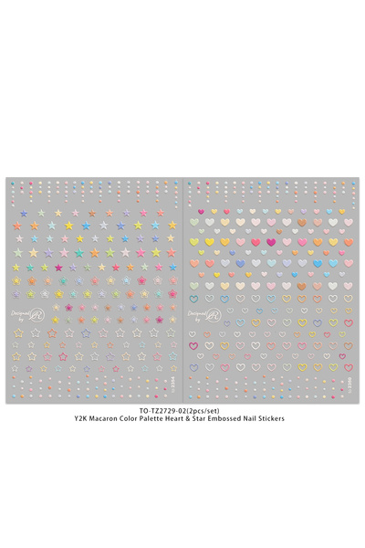 Choice1 WHITE 2pcs macaron color love star embossed nail art stickers, exquis...