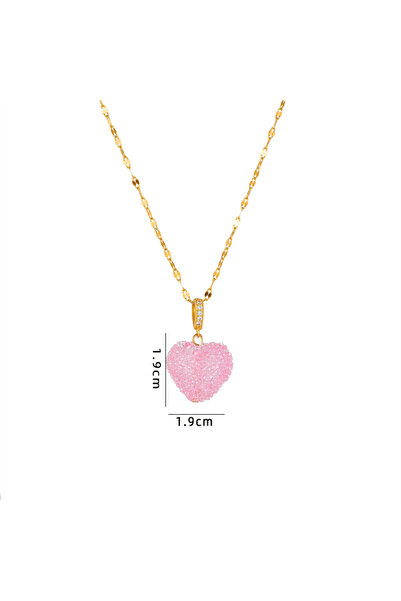 Choice Pink ZAKOL Romantic Copper Candy Colorful Heart Pendant Necklace Stain...