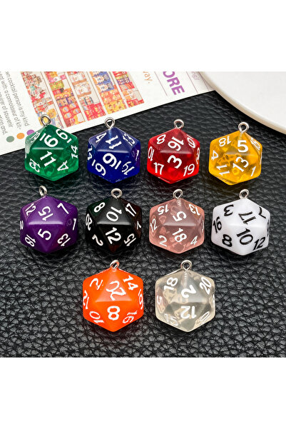 Choice5 SN1479-10 قطع 5/10 قطع نرد أكريليك بلون واحد ذو 20 وجهًا (D20)، قلادا...