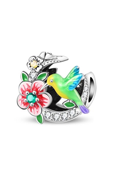 Choice PAC2247 New 925 Sterling Silver Hummingbird Charms Bead CZ Zircon Dang...