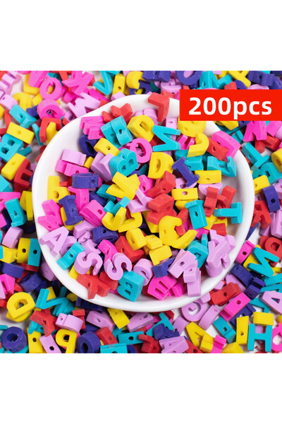 Choice 200 قطعة مختلطة/100 قطعة 200/100 قطعة من الخرز البوليمر الملون بحروف ع...