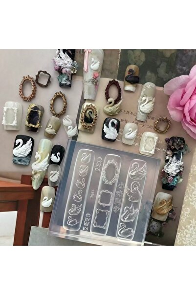 Choice1 PF-300 Elegant Swan Crown Nail Art Mold Vintage Photo Frame with Rose...