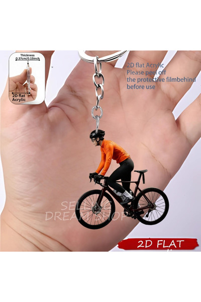 choice2 6 Cyclist-Q0010 Cyclist 2D Flat Acrylic Pendant Bike Keychain Cycling...