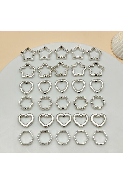 Choice1 SN1340 30/50pcs Heart Stars Alloy Antique Silvery Charms Beads Loose ...