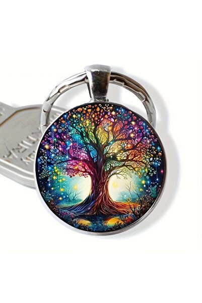 Choice4 ColorfulTree Unique Tree of Life Keychain Men Woman 2D Glass Grade A ...