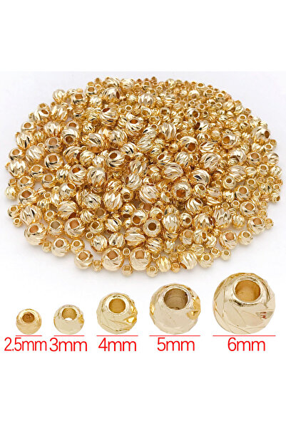 Choice9 2.5mm Color 2 20pcs 18K Real Gold Plated Brass Beads, Striped Cut Flo...