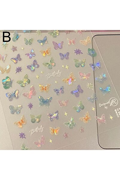 Choice1 ملصقات أظافر على شكل فراشات لؤلؤية براقة، زخارف أجنحة قزحية للأظافر، ...