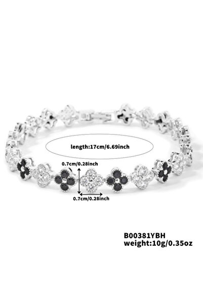 Choice1 white black silver 1pc Rainbow Colorful Clover Zircon Bracelet Fashio...