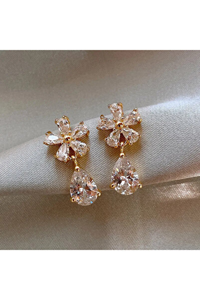 Choice AEH70132 Light Luxury Zircon Stud Earrings Women's Fashion Flower Leaf...