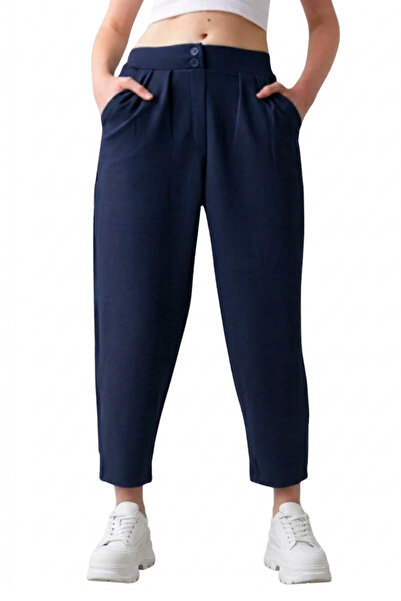 THIFF GYMWEAR Γυναικείο υφασμάτινο παντελόνι με διπλό κουμπί καρότο μοντέλο μ...