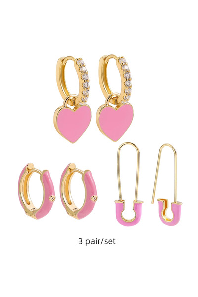 Choice7 217654 3pair/set Colorful Hoop Earrings for Women Cute Heart Star Rai...