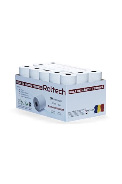ROLTECH Rolă de hârtie termică, 57mm x 25m, Fără BPA