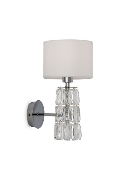 LUND Φωτιστικό τοίχου, μεταλλικό/υφασμάτινο, χρωμέ/λευκό, 19 x 15 x 31 εκ.