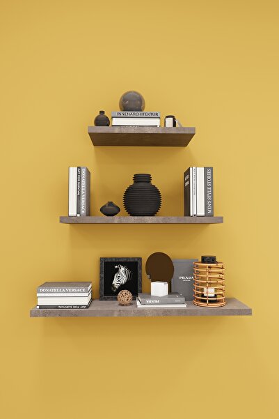 asratrend Modern 3'lü Uçan Raf Çok Amaçlı Duvar Rafı Organizer %100 MDF Kitap...