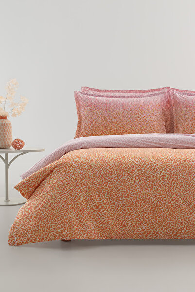 Yataş Gloria 100% Cotton King Size Ranforce Duvet Cover Set - Orange