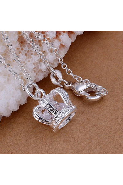 Choice6 50cm Silver Popular Woman 925 Sterling Silver Crystal Diamond Crown P...