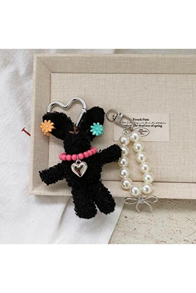 Choice Black Kawaii Long-eared Rabbit Plush Doll Keychain Stuffed Bunny Keyri...